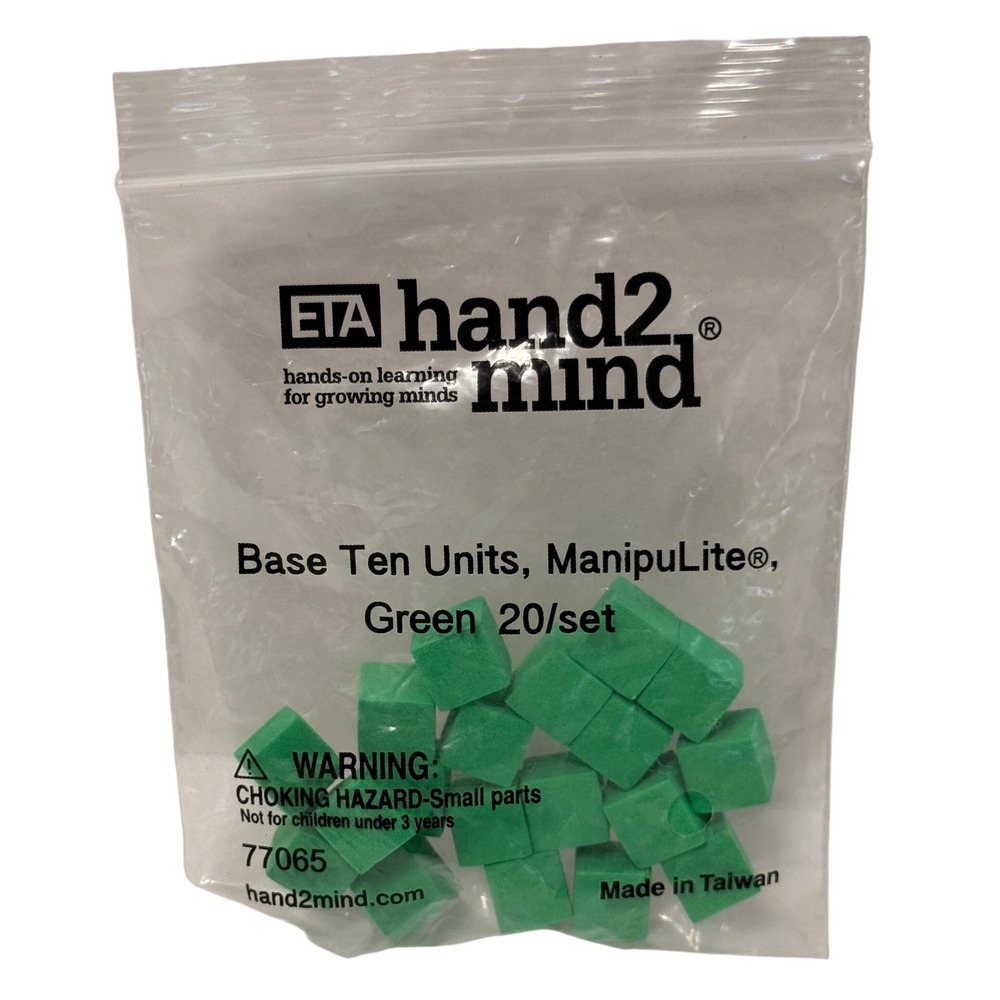 ETA hand2mind ManipuLite Base‎ Ten Units Green 20/set Math Manipulatives